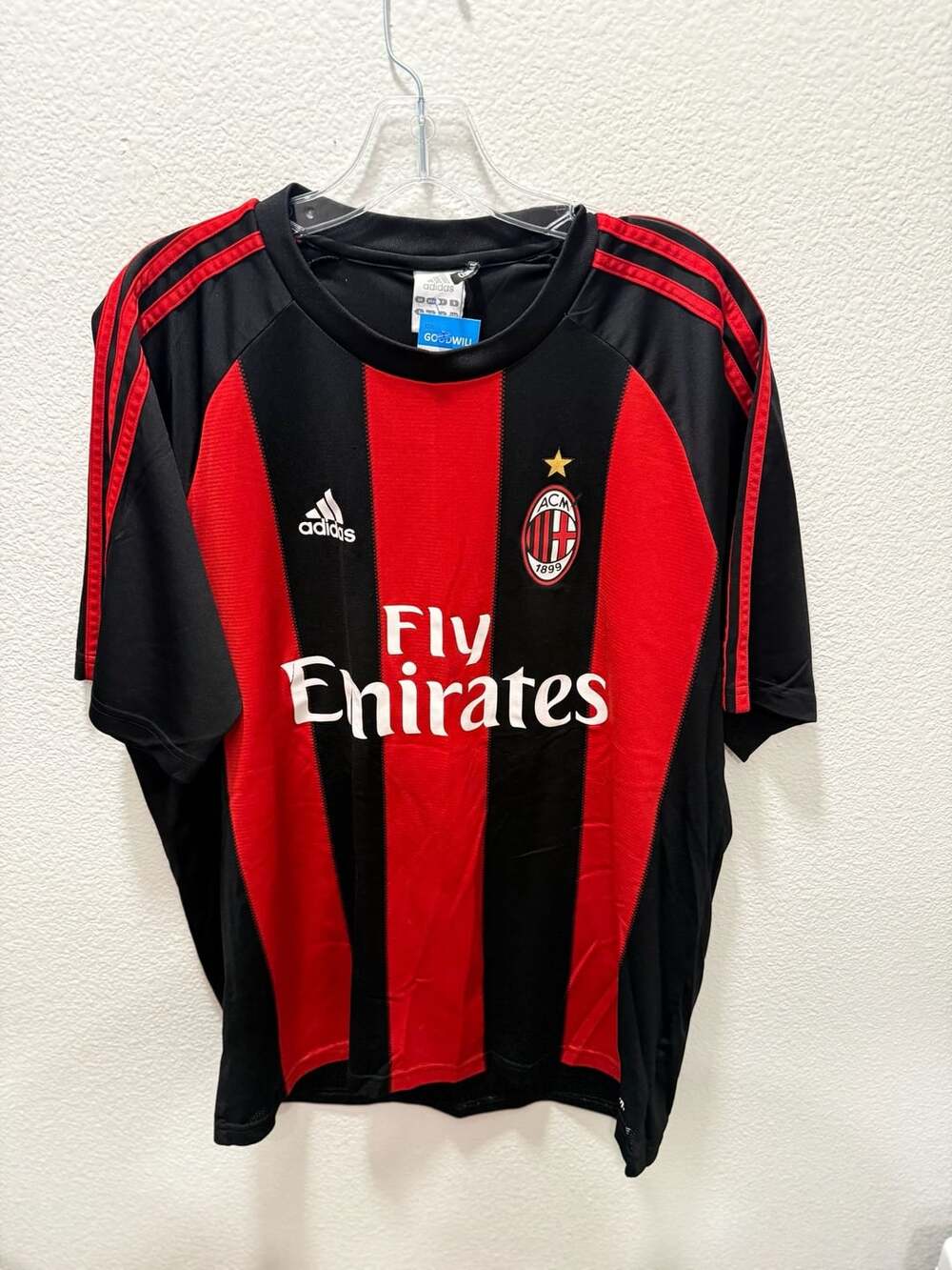Adidas AC Milan 2010/2011 Home Jersey Size L Red Black Fly Emirates